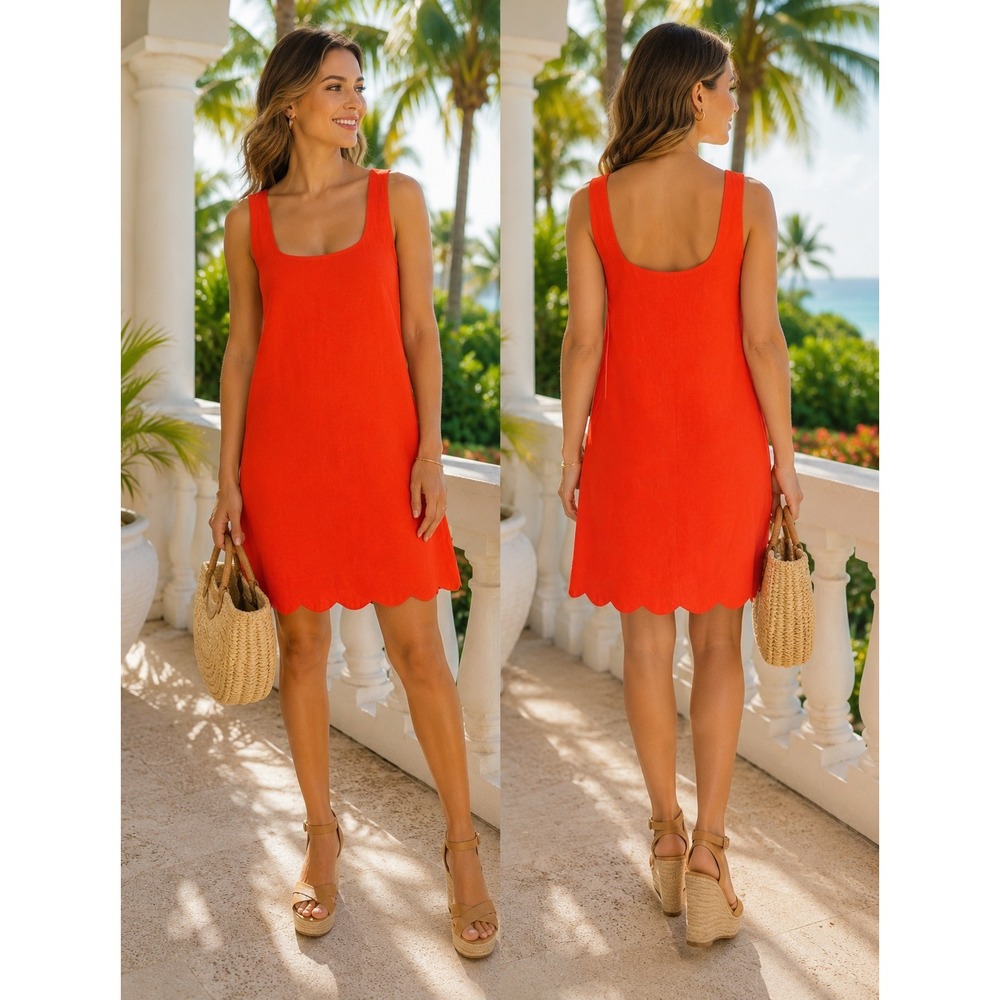 Kate Spade New York x Target Womens S Poppy Red Scalloped Hem  Dress Valentine